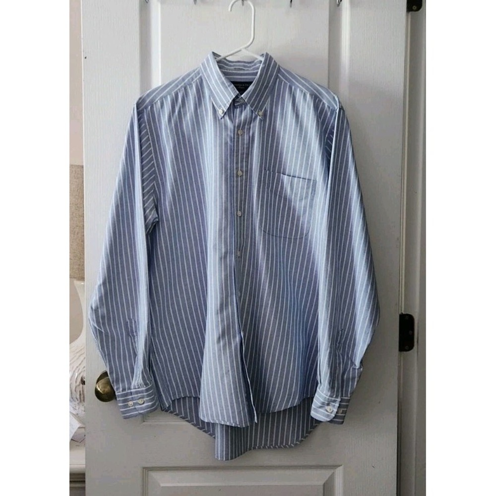 Abercrombie & Fitch Mens Button Down Striped Shirt Long Sleeve Blue Sz 15.5-34/5